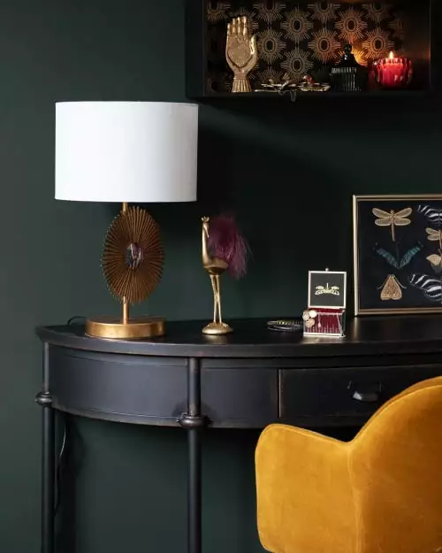 Maisons Du Monde Lampes à Poser Lampe En Métal Doré Soleil Sculpté Et Abat-jour Blanc En Coton Et Lin Recyclés 2 Maisons Du Monde Lampes à Poser Lampe En Métal Doré Soleil Sculpté Et Abat-jour Blanc En Coton Et Lin Recyclés – Image 2