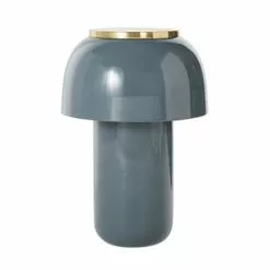 Maisons Du Monde Lampes à Poser Lampe En Métal émaillé Bleu Et Cerclage En Métal Doré