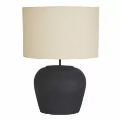 Maisons Du Monde Lampes à Poser Lampe En Métal Noir Et Abat-jour En Lin H69