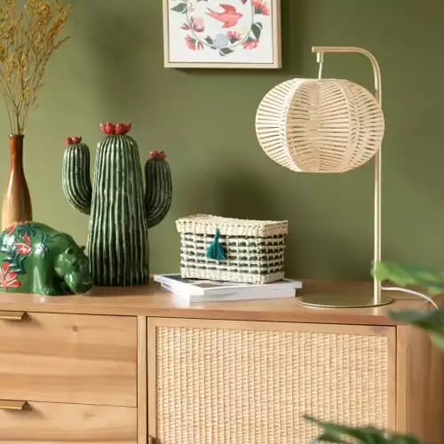 Maisons Du Monde Lampes à Poser Lampe En Rotin Et Métal Doré 2 Maisons Du Monde Lampes à Poser Lampe En Rotin Et Métal Doré – Image 2