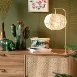 Maisons Du Monde Lampes à Poser Lampe En Rotin Et Métal Doré 5 Maisons Du Monde Lampes à Poser Lampe En Rotin Et Métal Doré -Luminaires Soldes Boutique lampe en rotin et metal dore 1000 5 9 228502 3