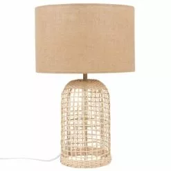 Maisons Du Monde Lampes à Poser Lampe En Rotin Tressé Et Abat-jour En Lin Beige
