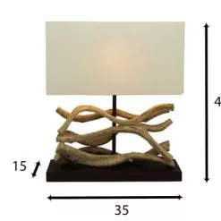 Pirouette Paris Lampes à Poser Lampe En Teck Avec Abat-jour Blanc -Luminaires Soldes Boutique lampe en teck avec abat jour blanc 4