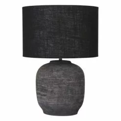 Maisons Du Monde Lampes à Poser Lampe En Terre Cuite Noire Et Abat-jour En Jute Teinté Noir H65