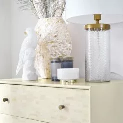 Maisons Du Monde Lampes à Poser Lampe En Verre Ciselé Métal Doré Abat-jour Blanc -Luminaires Soldes Boutique lampe en verre cisele metal dore abat jour blanc 1000 6 39 212132 3