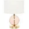 Maisons Du Monde Lampes à Poser Lampe En Verre Doré, Rose Et Abat-jour Blanc