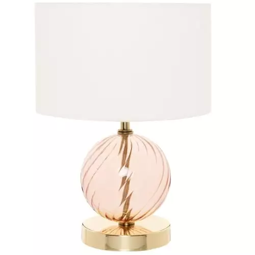Maisons Du Monde Lampes à Poser Lampe En Verre Doré, Rose Et Abat-jour Blanc 1 Maisons Du Monde Lampes à Poser Lampe En Verre Doré, Rose Et Abat-jour Blanc