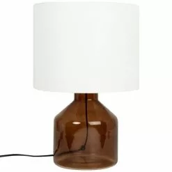 Maisons Du Monde Lampes Ă Poser Lampe En Verre Marron Et Abat-jour Blanc