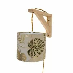 Belamp Appliques Murales Et Spots Lampe équerre Tissu Feuillage Doré Et Cordon Torsadé Or