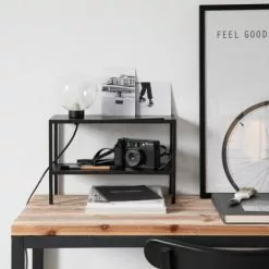 Maisons Du Monde Lampes à Poser Lampe étagère En Métal Noir Et Globe En Verre -Luminaires Soldes Boutique lampe etagere en metal noir et globe en verre 1000 0 23 223924 3