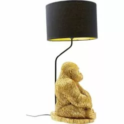 Kare Design Lampes à Poser Lampe Gorille En Polyrésine Dorée Et Abat-jour Noir -Luminaires Soldes Boutique lampe gorille en polyresine doree et abat jour noir 4