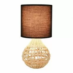 Decoratie Lampes à Poser Lampe Rotin Fine Abat-jour Noir -Luminaires Soldes Boutique lampe rotin fine abat jour noir 3