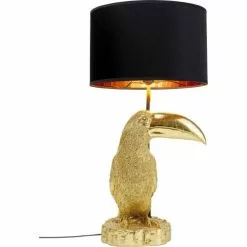 Kare Design Lampes à Poser Lampe Toucan En Polyrésine Dorée Et Abat-jour Noir -Luminaires Soldes Boutique lampe toucan en polyresine doree et abat jour noir 4