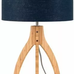 Good & Mojo Lampes à Poser Lampe Tripode Bambou Et Lin Naturel Bleu H54cm -Luminaires Soldes Boutique lampe tripode bambou et lin naturel bleu h54cm 4