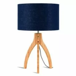 Good & Mojo Lampes à Poser Lampe Tripode Bambou Et Lin Naturel Bleu H54cm -Luminaires Soldes Boutique lampe tripode bambou et lin naturel bleu h54cm 5