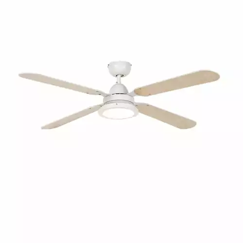 QAZQA Plafonnier Ventilateur Lampe Ventilateur En Acier Blanc 1 QAZQA Plafonnier Ventilateur Lampe Ventilateur En Acier Blanc