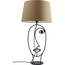Kare Design Lampes Ă Poser Lampe Visage En Acier Et Abat-jour En Coton Marron