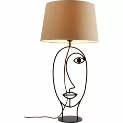 Kare Design Lampes à Poser Lampe Visage En Acier Et Abat-jour En Coton Marron -Luminaires Soldes Boutique lampe visage en acier et abat jour en coton marron 3