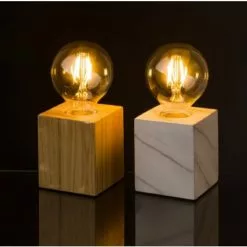 Luminaires Soldes Boutique -Luminaires Soldes Boutique lampes bois et marbre lot de 2 1