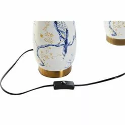 Wadiga Lampes à Poser Lampes En Grès Bleu Et Blanc Oiseaux 29x29x55cm - Lot De 2 -Luminaires Soldes Boutique lampes en gres bleu et blanc oiseaux 29x29x55cm lot de 2 2