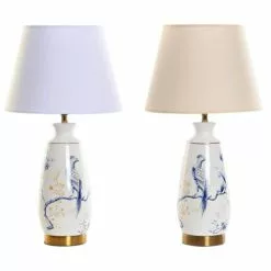 Wadiga Lampes à Poser Lampes En Grès Bleu Et Blanc Oiseaux 29x29x55cm - Lot De 2