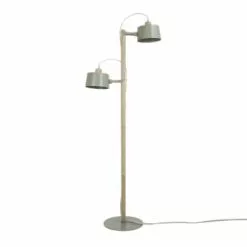 DIZY Design Lampadaires Luminaire à Poser Avec 2 Abat-jours En Chêne Et Métal Noir -Luminaires Soldes Boutique luminaire a poser avec 2 abat jours en chene et metal vert 1