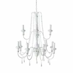 Maisons Du Monde Suspensions Lustre à Pampilles En Métal Blanc Effet Vieilli