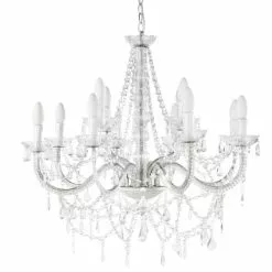 Maisons Du Monde Lustres Lustre à Pampilles En Métal Blanc Effet Vieilli D73