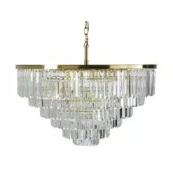 Maisons Du Monde Suspensions Lustre En Métal Doré à Pampilles En Cristal Biseauté