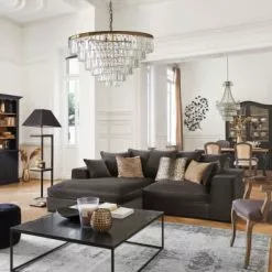 Maisons Du Monde Suspensions Lustre En Métal Doré à Pampilles En Cristal Biseauté -Luminaires Soldes Boutique lustre en metal dore a pampilles en cristal biseaute 1000 11 34 210692 3