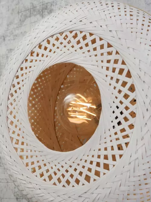 Good & Mojo Suspensions Plafonnier En Bambou Blanc D60 3 Good & Mojo Suspensions Plafonnier En Bambou Blanc D60 – Image 3