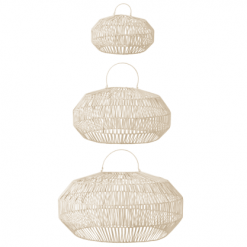 Meubles & Design Suspensions Set De 3 Abat Jour En Rotin Blanc -Luminaires Soldes Boutique set de 3 abat jour en rotin blanc 2