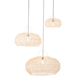 Meubles & Design Suspensions Set De 3 Abat Jour En Rotin Blanc -Luminaires Soldes Boutique set de 3 abat jour en rotin blanc 3