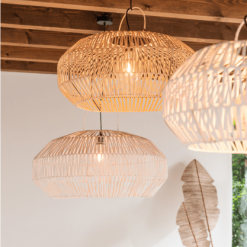 Meubles & Design Suspensions Set De 3 Abat Jour En Rotin Blanc -Luminaires Soldes Boutique set de 3 abat jour en rotin blanc 5