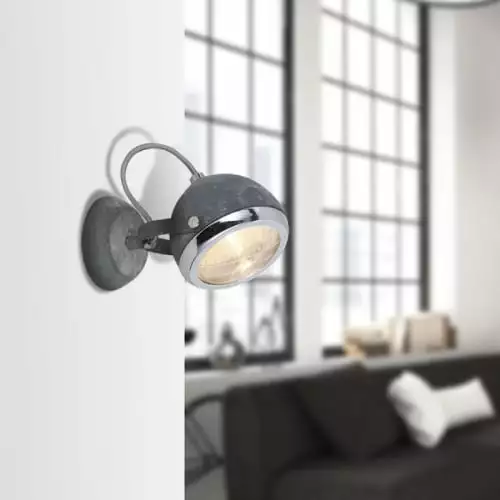 Brilliant Appliques Murales Et Spots Spot Métal Gris Patiné D11cm 2 Brilliant Appliques Murales Et Spots Spot Métal Gris Patiné D11cm – Image 2