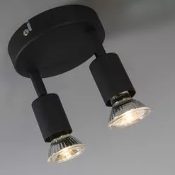 QAZQA Appliques Murales Et Spots Spot Plafond En Acier Noir -Luminaires Soldes Boutique spot plafond en acier noir 10