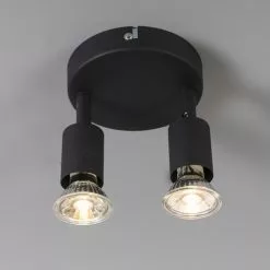 QAZQA Appliques Murales Et Spots Spot Plafond En Acier Noir -Luminaires Soldes Boutique spot plafond en acier noir 9