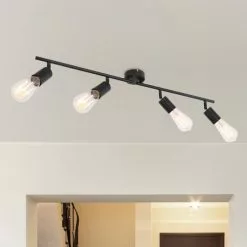 Globo Suspensions Spot Plafonnier Design Métal 4 Ampoules Noir -Luminaires Soldes Boutique spot plafonnier design metal 4 ampoules noir 4