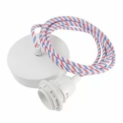 Hoopzi Suspensions Suspension 1 Fil électrique En Tissu Turquoise 3m -Luminaires Soldes Boutique suspension 1 fil electrique en tissu bleu blanc rouge 3m