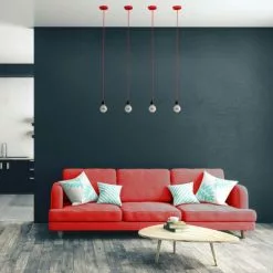 Hoopzi Suspensions Suspension 1 Fil électrique En Tissu Rouge 2,5m Douille Noire -Luminaires Soldes Boutique suspension 1 fil electrique en tissu rouge 2 5m douille noire 2