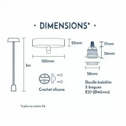 Hoopzi Suspensions Suspension 1 Fil électrique En Tissu Rouge 3m -Luminaires Soldes Boutique suspension 1 fil electrique en tissu rouge 3m 2