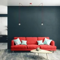 Hoopzi Suspensions Suspension 2 Fils électriques En Tissu Rouge 2,5m Douille Noire -Luminaires Soldes Boutique suspension 2 fils electriques en tissu rouge 2 5m douille noire 2