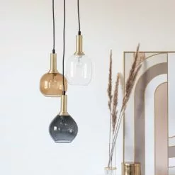 Maisons Du Monde Suspensions Suspension 3 Abat-jours Cloche En Verre Transparent Et Teinté -Luminaires Soldes Boutique suspension 3 abat jours cloche en verre transparent et teinte 1000 9 14 211574 2