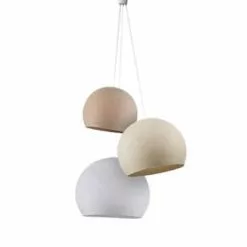 La Case De Cousin Paul Suspensions Suspension 3 Coupoles Bleu Canard-denim-azur -Luminaires Soldes Boutique suspension 3 coupoles lin ecru blanc