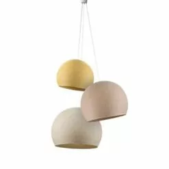 La Case De Cousin Paul Suspensions Suspension 3 Coupoles Bleu Canard-denim-azur -Luminaires Soldes Boutique suspension 3 coupoles moutarde lin ecru