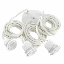 Hoopzi Suspensions Suspension 3 Fils électriques En Tissu Blanc 2,5m Douille Blanche