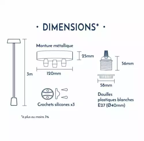 Hoopzi Suspensions Suspension 3 Fils électriques En Tissu Rouge 3m 3 Hoopzi Suspensions Suspension 3 Fils électriques En Tissu Rouge 3m – Image 3