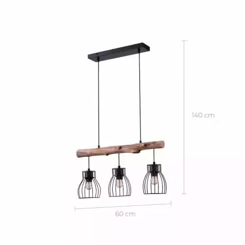 Rendez Vous Déco Suspensions Suspension 3 Lampes En Bois D'eucalyptus Et Métal Noir 4 Rendez Vous Déco Suspensions Suspension 3 Lampes En Bois D'eucalyptus Et Métal Noir – Image 4