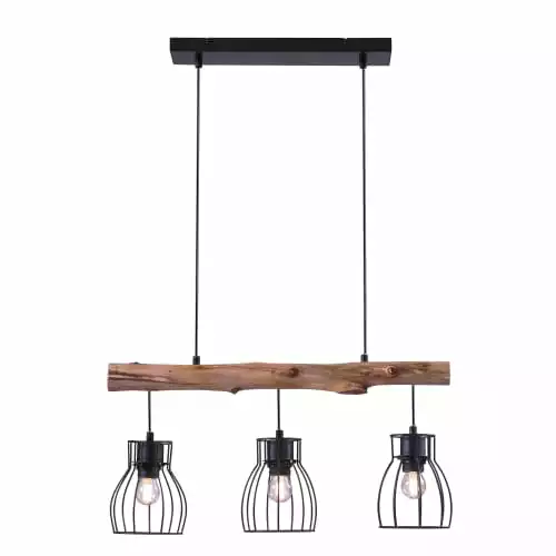 Rendez Vous Déco Suspensions Suspension 3 Lampes En Bois D'eucalyptus Et Métal Noir 6 Rendez Vous Déco Suspensions Suspension 3 Lampes En Bois D'eucalyptus Et Métal Noir – Image 6