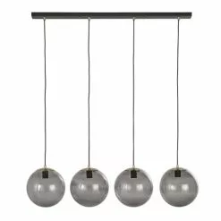 Maisons Du Monde Suspensions Suspension 4 Globes En Verre Noir Fumé Et Support En Métal Noir